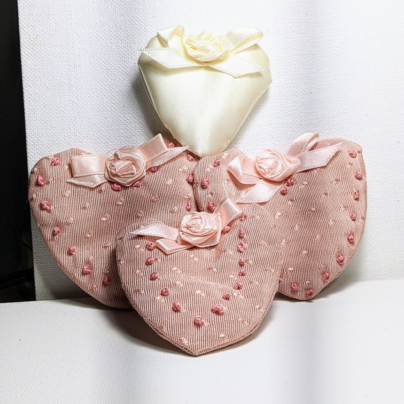 Ornaments, Satin, Hearts, Victorian, Handmade, Decorations Valentines day, pink - Picture 3 of 6